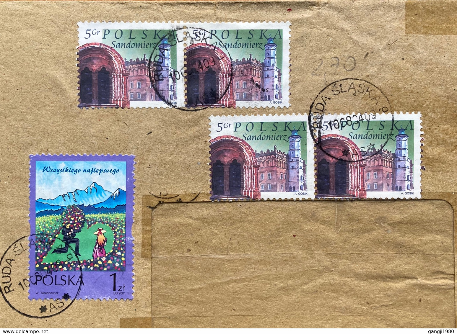 POLAND 2004,RAILWAY ENGINE ,LOVER COUPLE VALENTINE,PALACE AEC BUILDING,ARCHITECTURE 7 STAMPS COVER TO JAPAN RUDA SLASKA - Covers & Documents