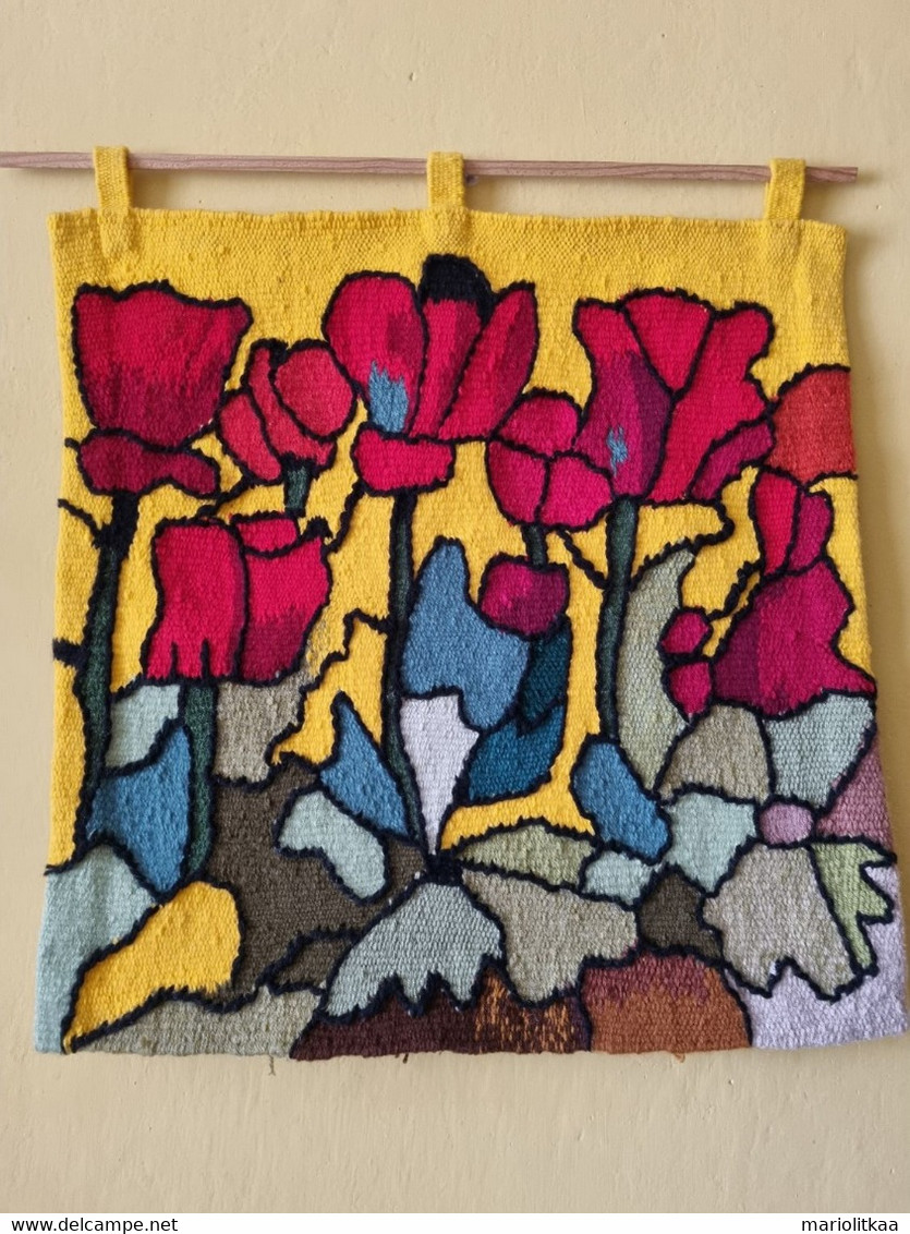 Gobelin Tapestry "Poppies" - 100% Wollen - Handmade - Alfombras & Tapiceria