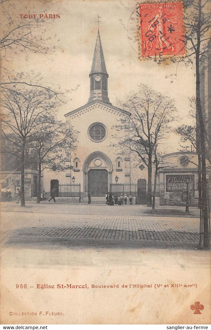 CPA 75 PARIS 13e EGLISE ST MARCEL BOULEVARD DE L'HOPITAL - Arrondissement: 13