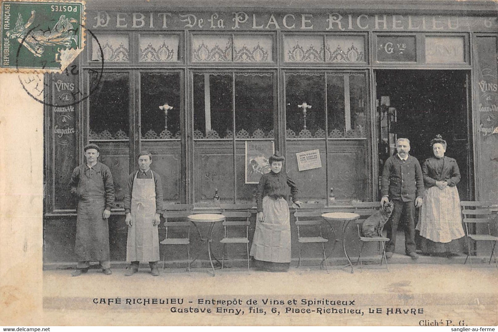 CPA 76 LE HAVRE CAFE RICHELIEU ENTREPOT DE VINS ET SPIRITUEUX GUSTAVE ERNY FILS 6 PLACE RICHELIEU LE HAVRE - Non Classés