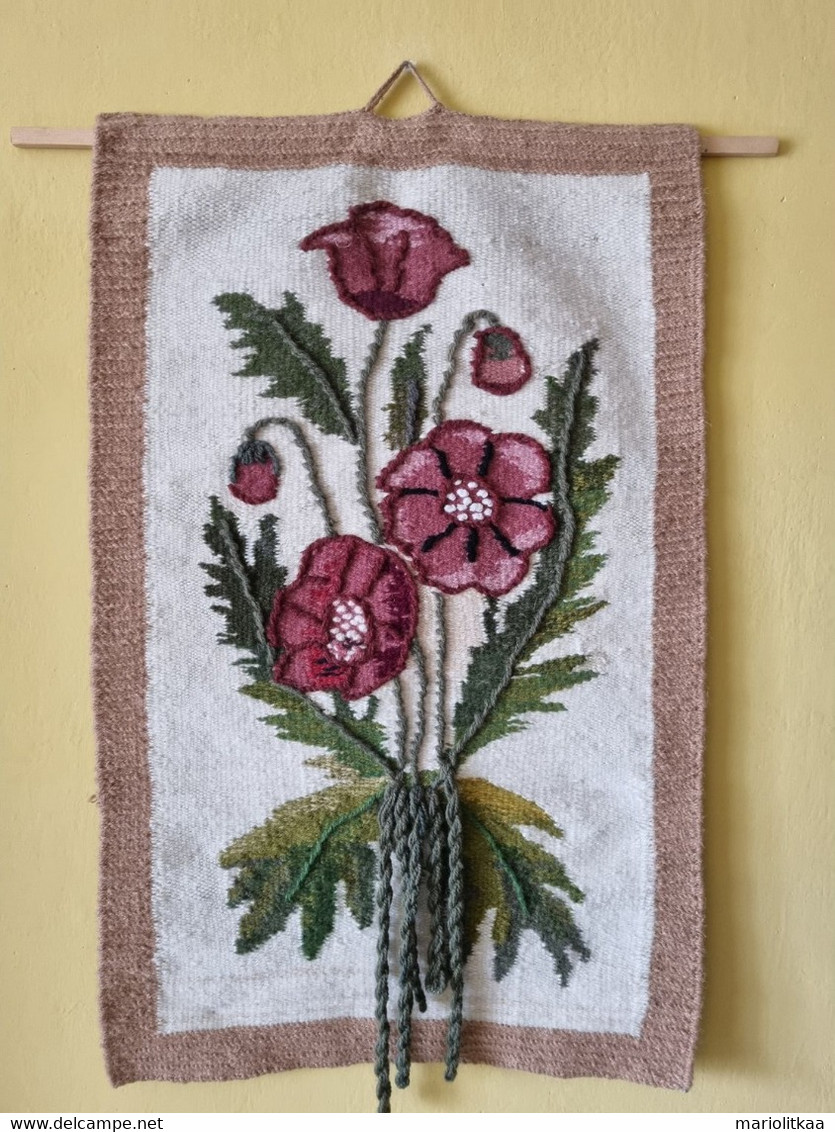 Gobelin Tapestry "Flowers" - 100% Wollen - Handmade - Teppiche & Wandteppiche