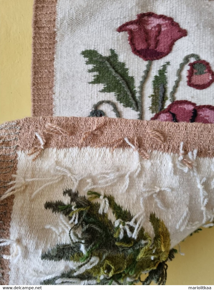 Gobelin Tapestry "Flowers" - 100% Wollen - Handmade - Teppiche & Wandteppiche
