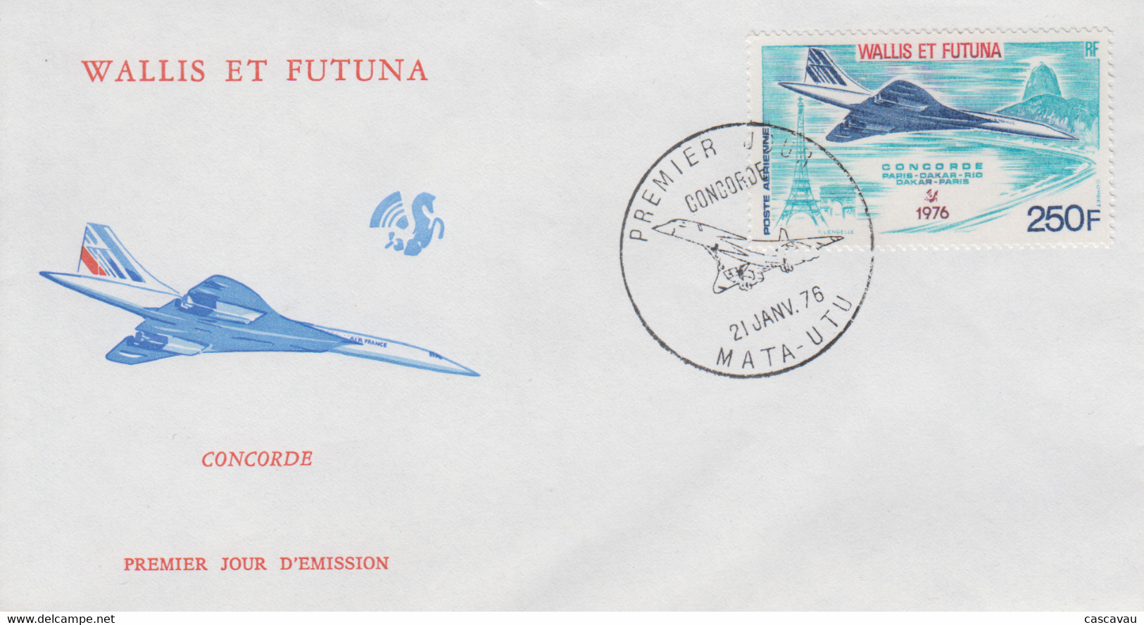 Enveloppe  FDC   1er  Jour   WALLIS  Et  FUTUNA     Avion    CONCORDE    1976 - FDC