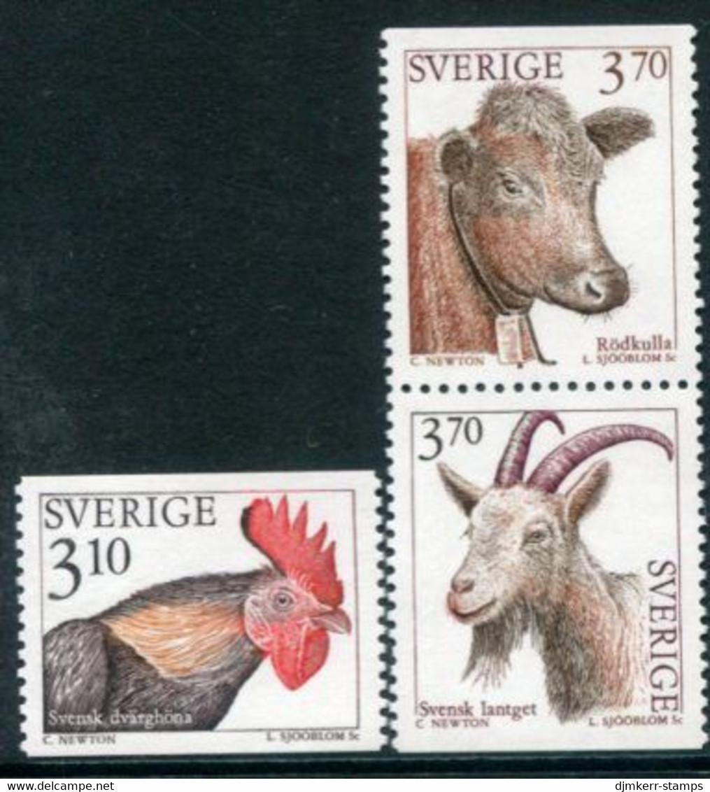 SWEDEN 1995 Domestic Livestock MNH / **.   Michel 1859-61 - Unused Stamps