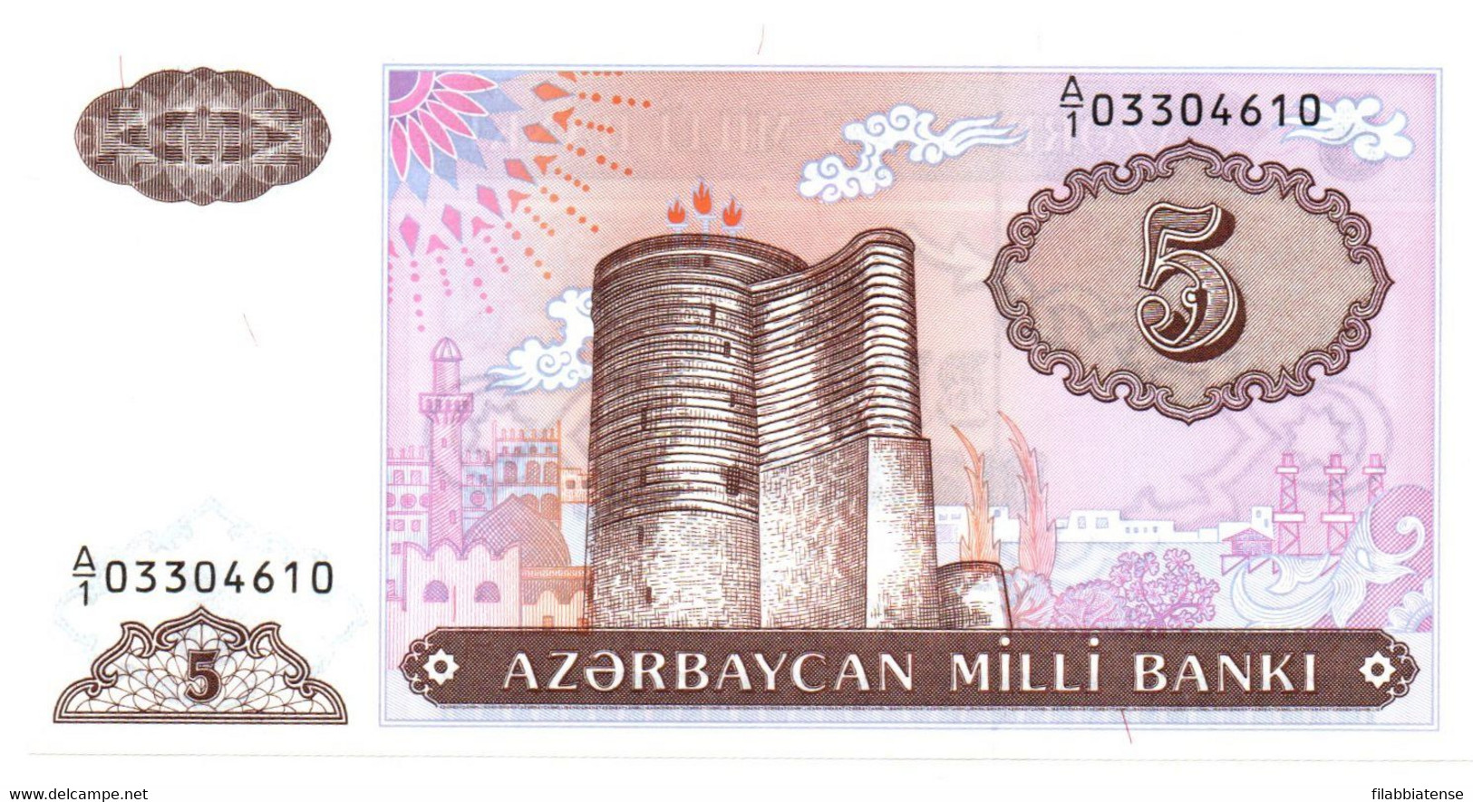 Azerbaigian - 5 Manat 1993    +++++++ - Azerbaïjan