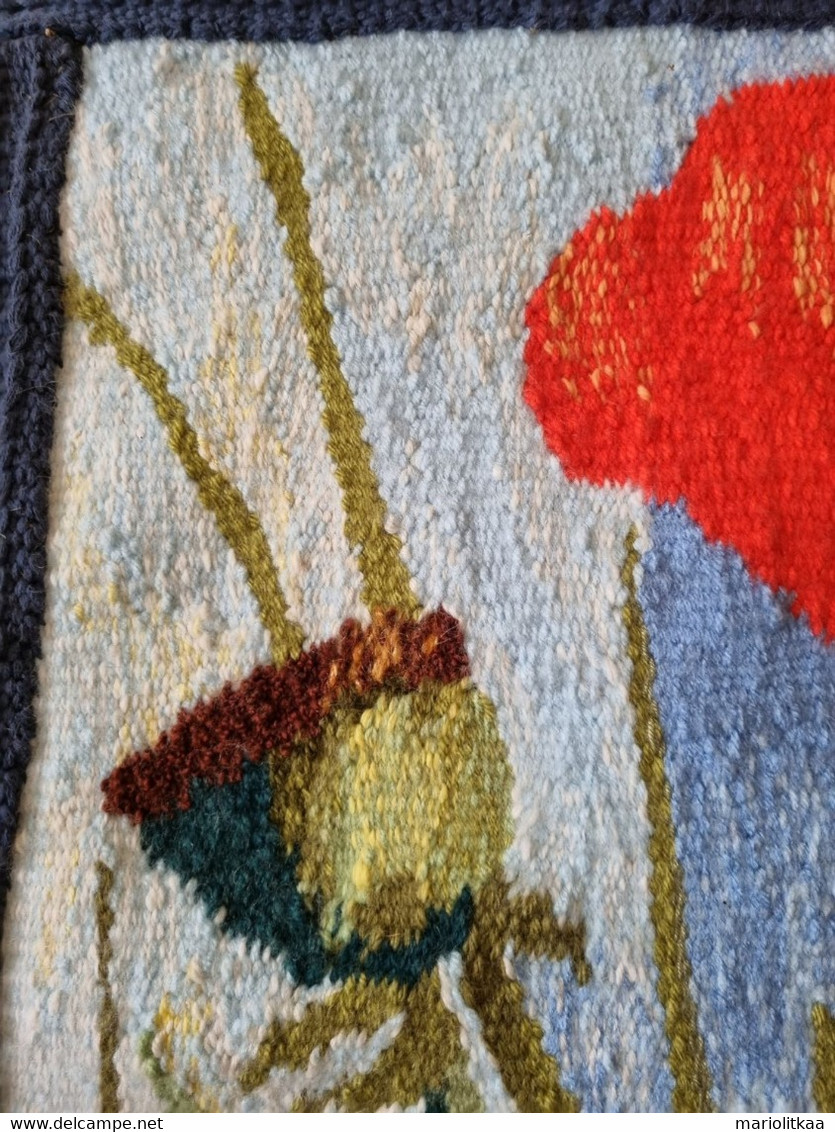 Gobelin Tapestry "Red Weed" - 100% Wollen - Handmade - Tapis & Tapisserie
