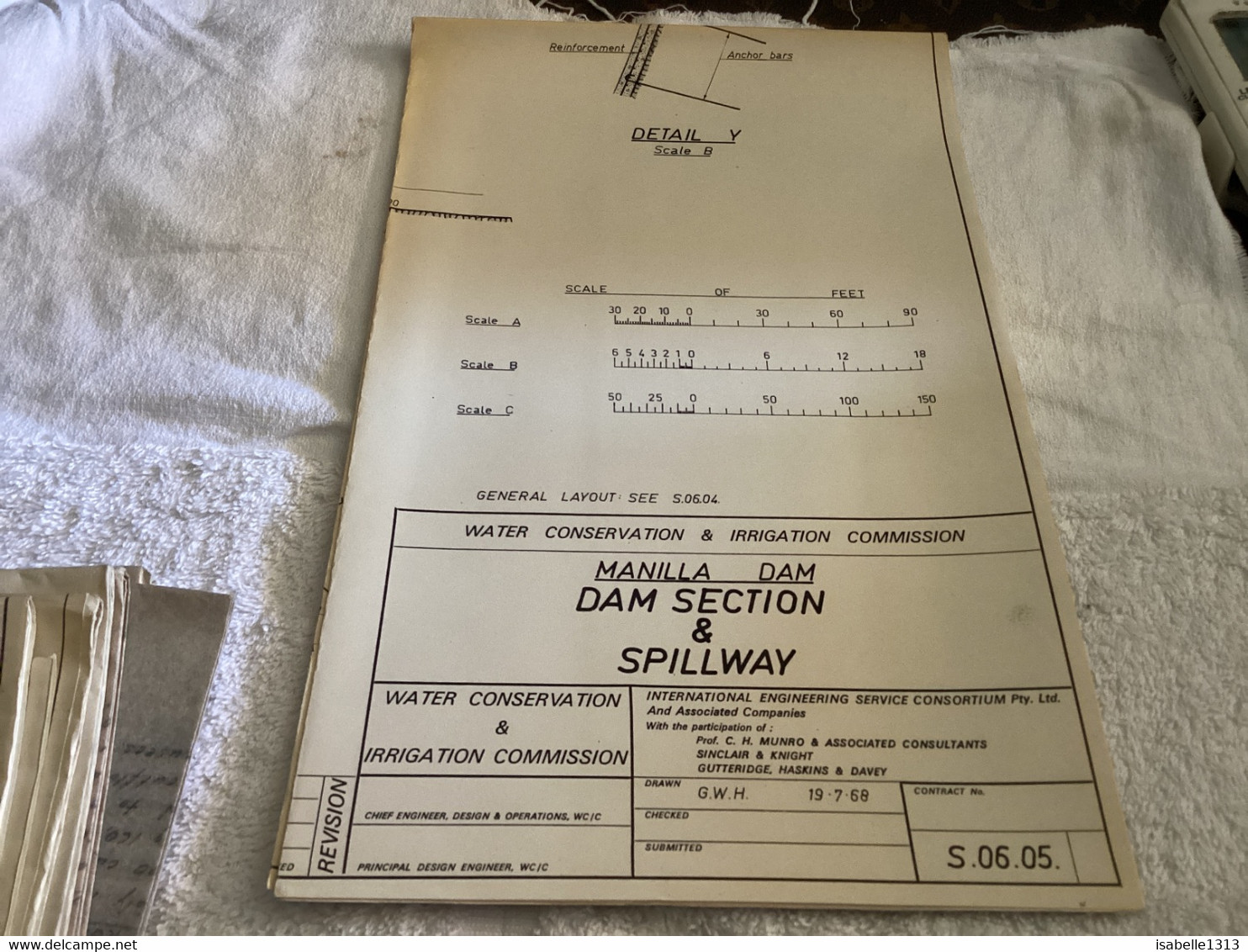 GENERAL LAYOUT 1965=CONSERVATION & IRRIGATION COMMISSION MANILLA DAM DAM SECTION & SPILLWAY WATER CONSERV - Obras Públicas