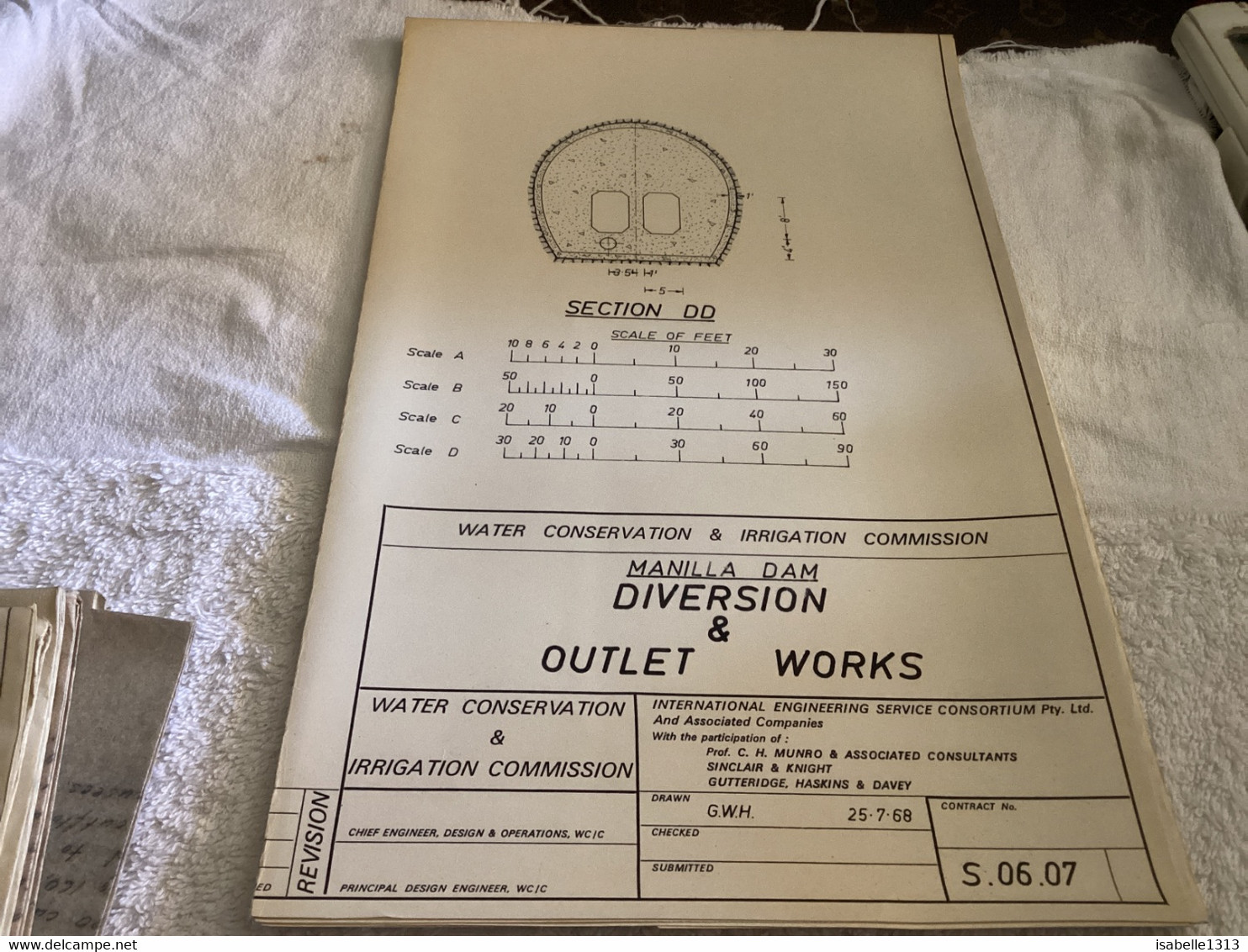 GENERAL LAYOUT 1965=CONSERVATION & IRRIGATION COMMISSION MANILLA DAM DAM SECTION & SPILLWAY WATER CONSERV - Travaux Publics