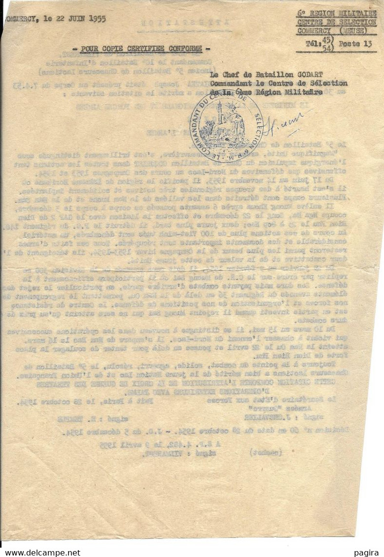 Guerre D' INDOCHINE  Ordre Générale 32 Iéme B.M.T.S + Divers Documents Referents - Documentos