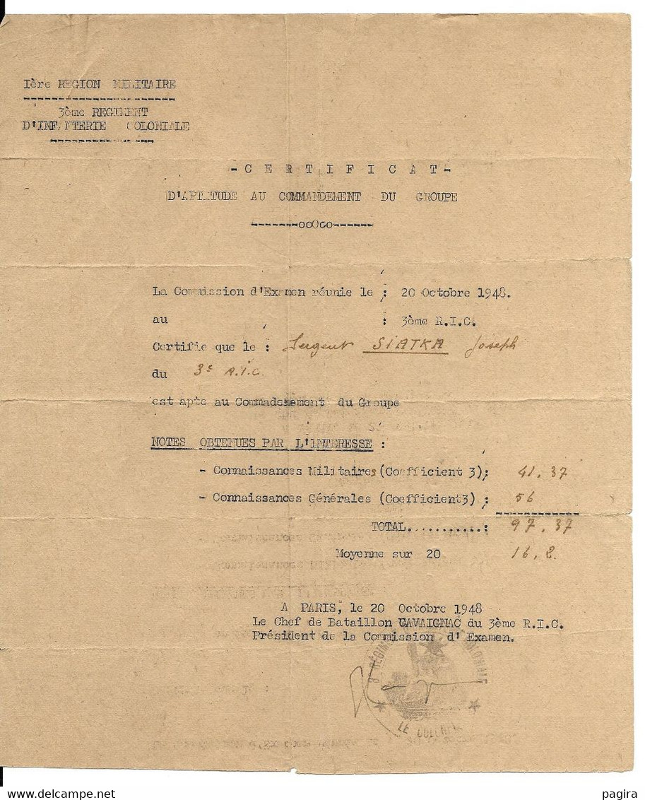 Guerre D' INDOCHINE  Ordre Générale 32 Iéme B.M.T.S + Divers Documents Referents - Documentos