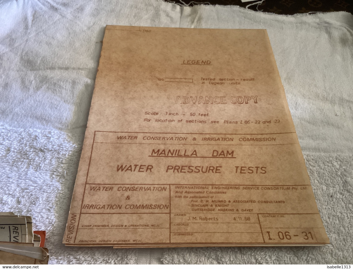 WATER CONSERVATION & IRRIGATION COMMISSION MANILLA RIVER UPSTREAM SITE FILL TYPE DAM. LAYOUT AND CROSS SECTIONS - Publieke Werken