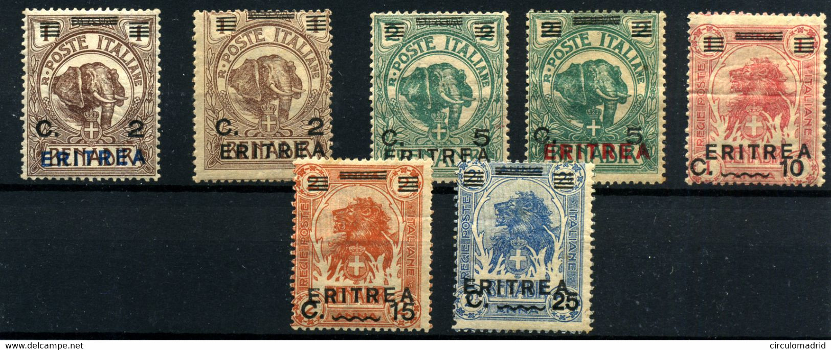 Eritrea Nº 54/58*.  Año 1922 - Erythrée