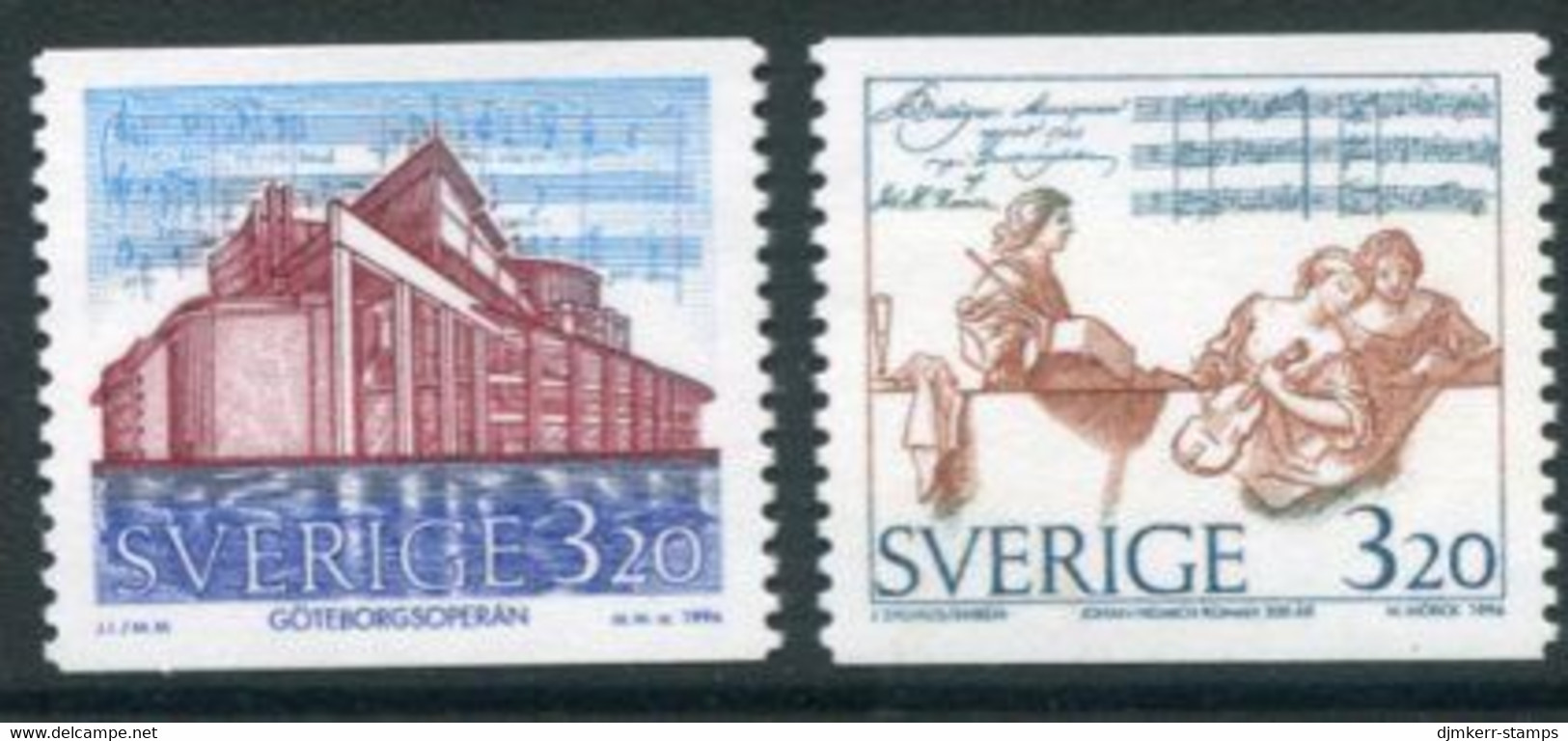SWEDEN 1994 Göteborg Opera House MNH / **.   Michel 1845-46 - Unused Stamps