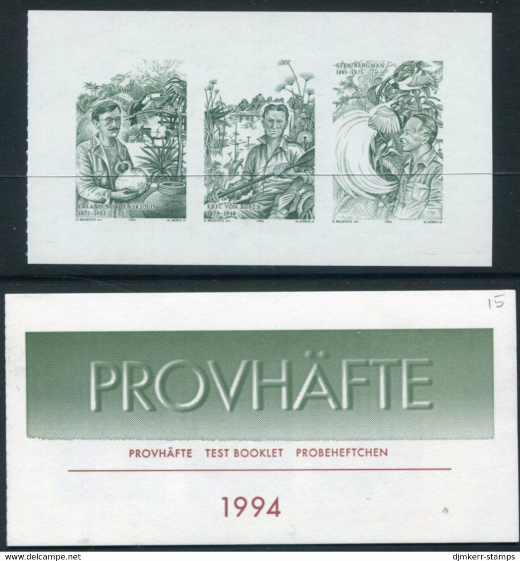 SWEDEN 1994 Europa: Discoveries Test Booklet With Proof Print MNH / **.   As Michel 1840-42 - Proofs & Reprints