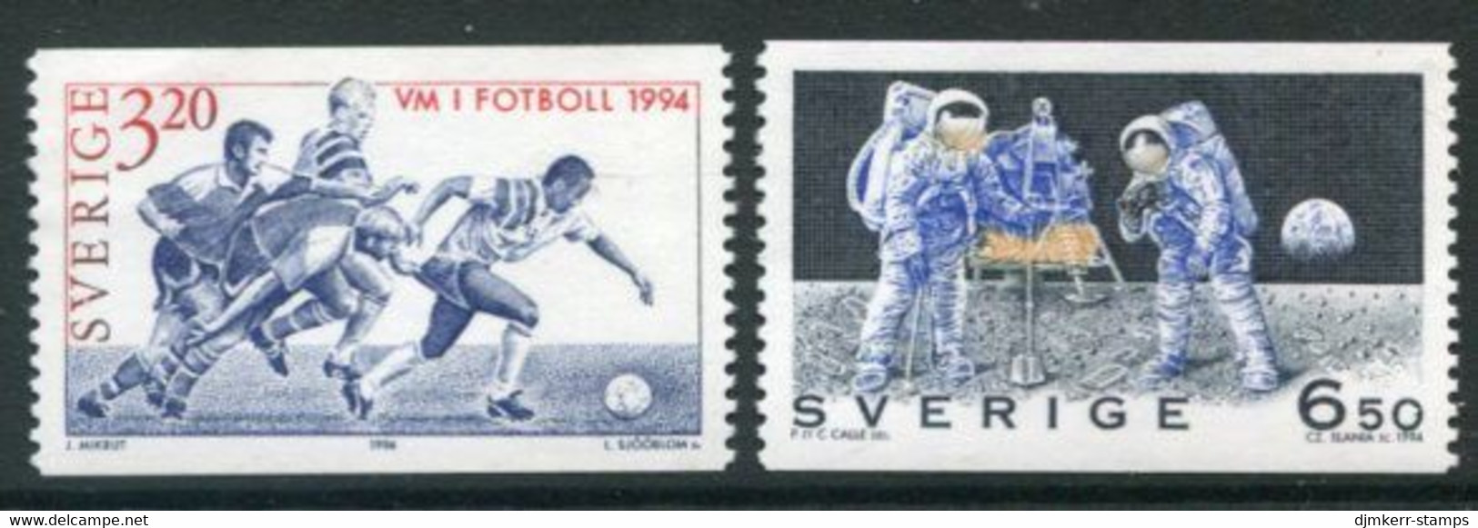 SWEDEN 1994 Football World Cup And Moon Landing MNH / **.   Michel 1834-35 - Ungebraucht