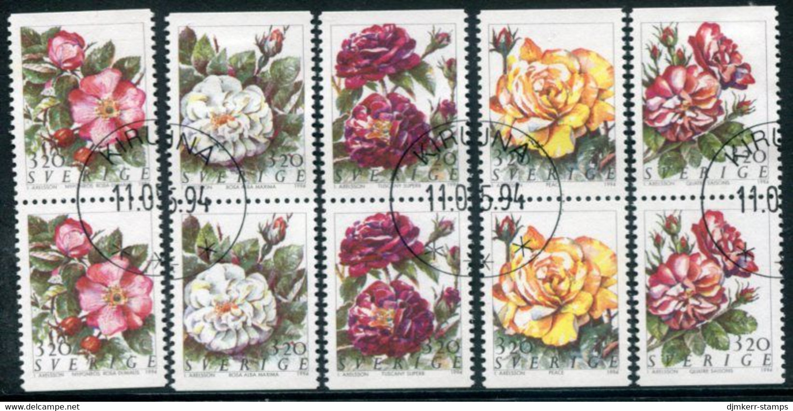 SWEDEN 1994 Roses Used.   Michel 1823-27 - Used Stamps