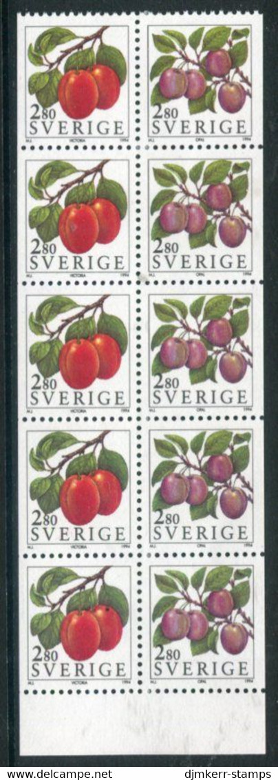 SWEDEN 1994 Berries And Fruits Booklet Pane MNH / **.   Michel 1809-10 - Ongebruikt