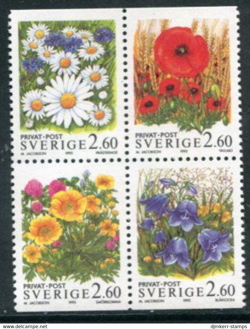 SWEDEN 1993 Summer Flowers  MNH / **.   Michel 1785-88 - Unused Stamps