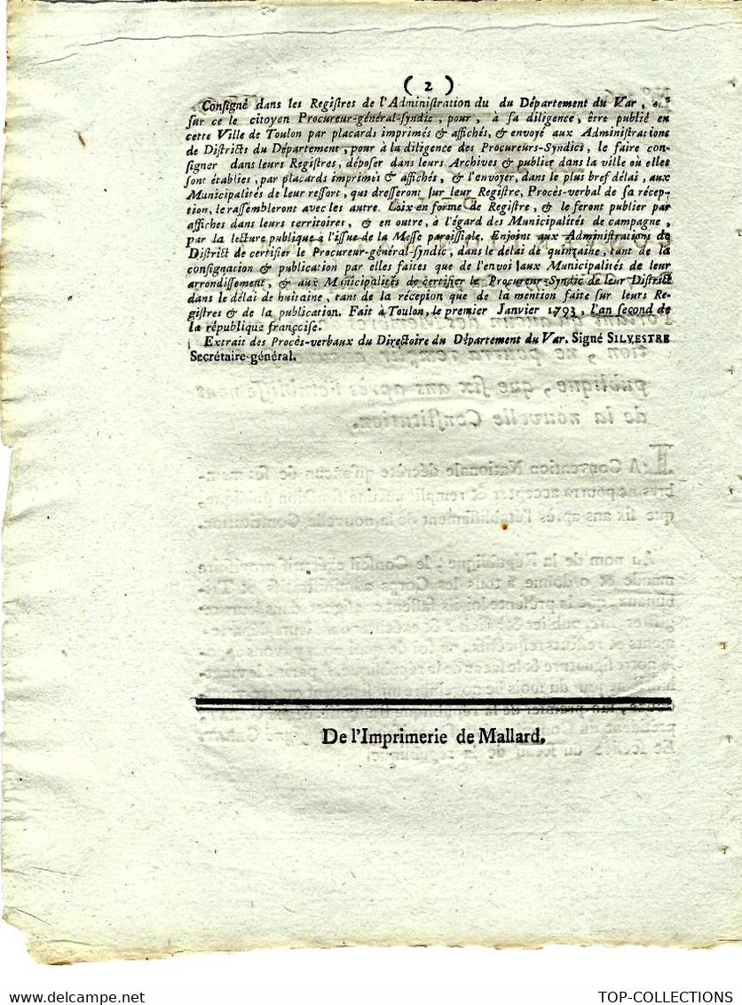 REVOLUTION 1792 CONSTITUTION FONCTION PUBLIQUE RESTRICTION MEMBRES DE LA CONVENTION - Decretos & Leyes