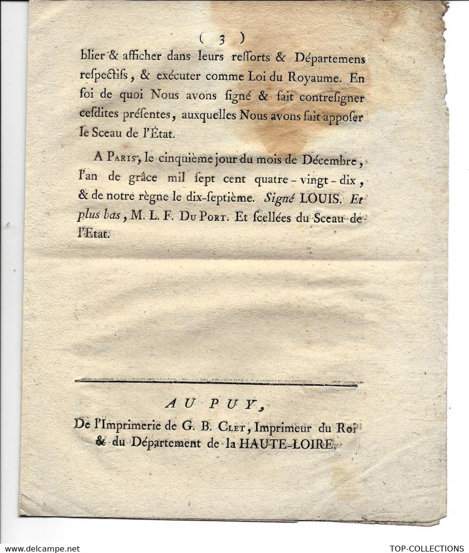 1790 REVOLUTION  LOI CORPORATIONS TANNEURS FABRICANTS DE PEAUX V.SCANS - Decretos & Leyes