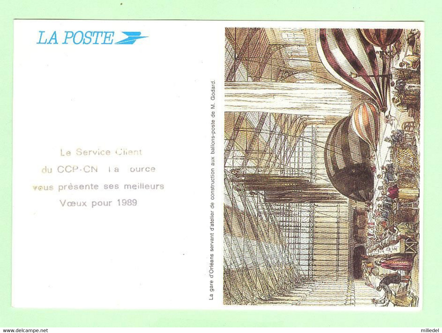 T1961 - Calendrier Petit Format - La Poste - Année 1989 - La Gare D'Orléans Servant D'atelier Construction Ballons Poste - Small : 1981-90