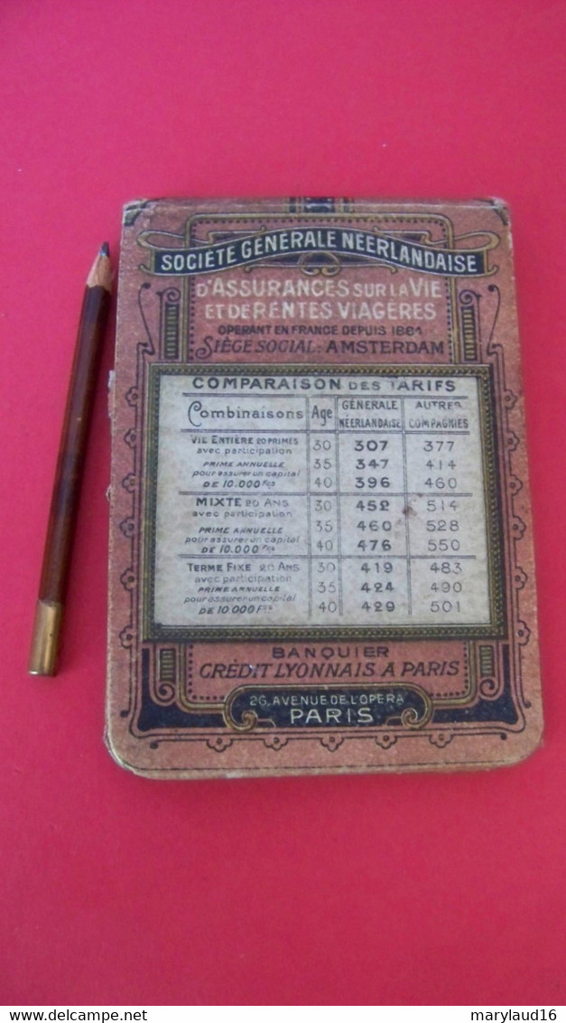 Petit CALENDRIER MEMENTO 1906 - Société Générale Néerlandaise