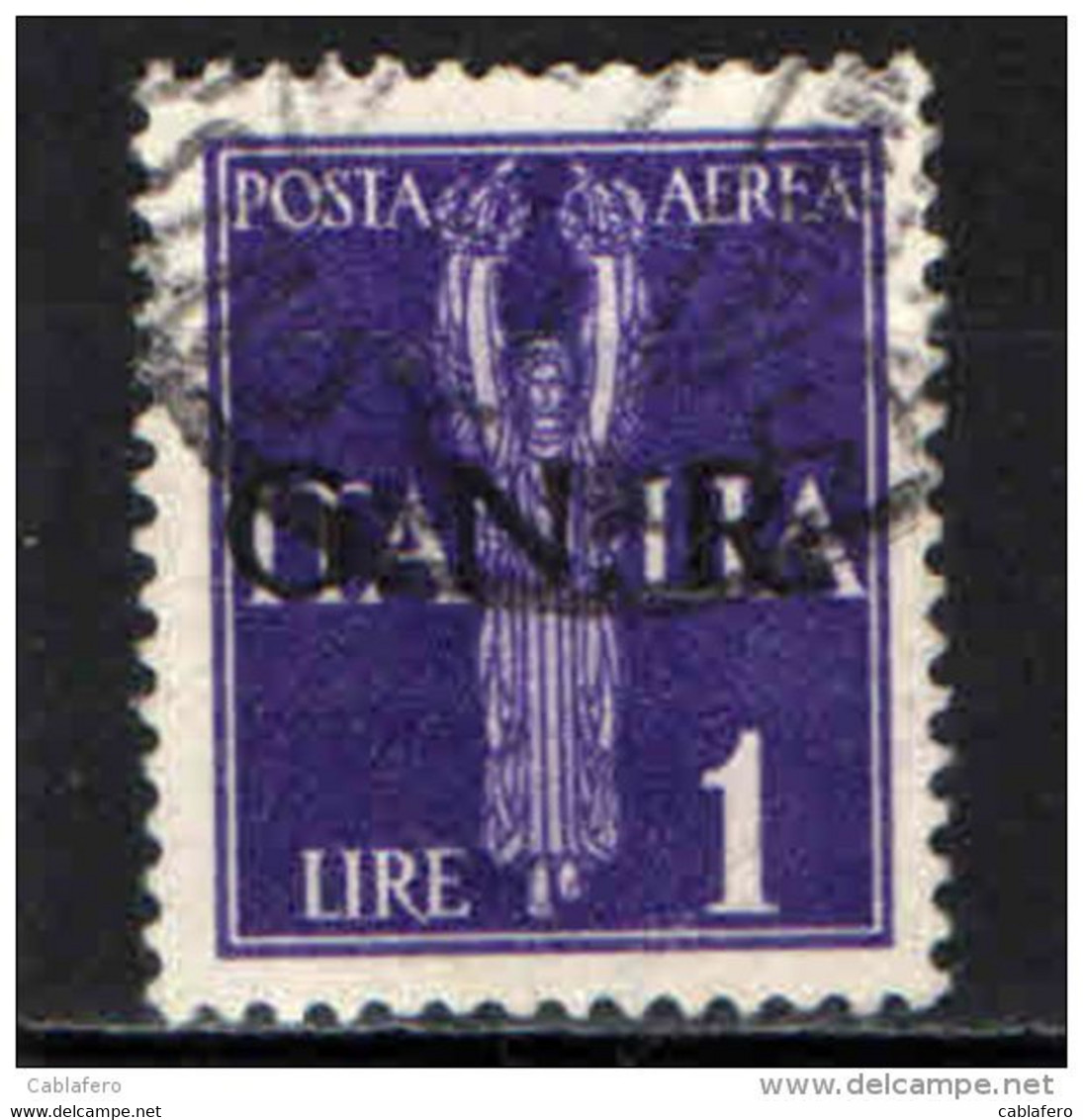 ITALIA RSI - 1944 - ALLEGORIA DEL VOLO - 1 LIRA - FRANCOBOLLO CON DIFETTO - USATO - Airmail