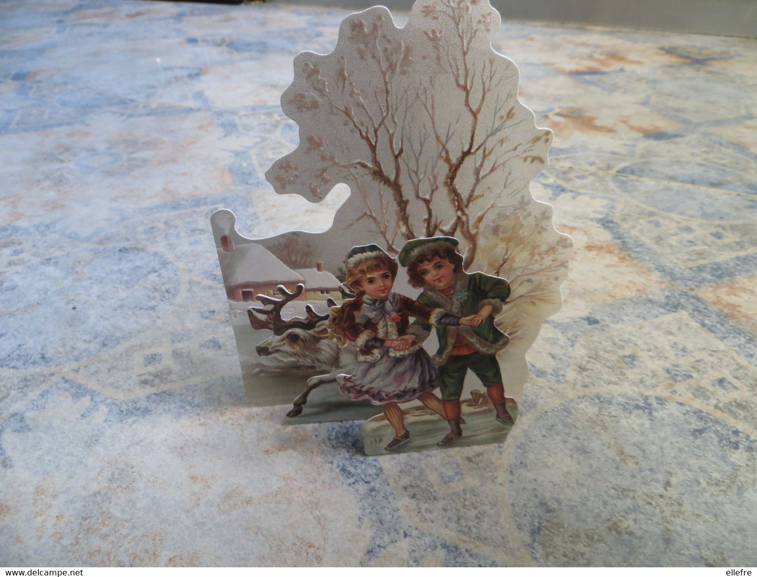 Découpi Pop Up En Relief  3 Volets Motif Hivernal Type Noel Enfant Patinage  Renne - Format  17 Cm /12 Cm - Children