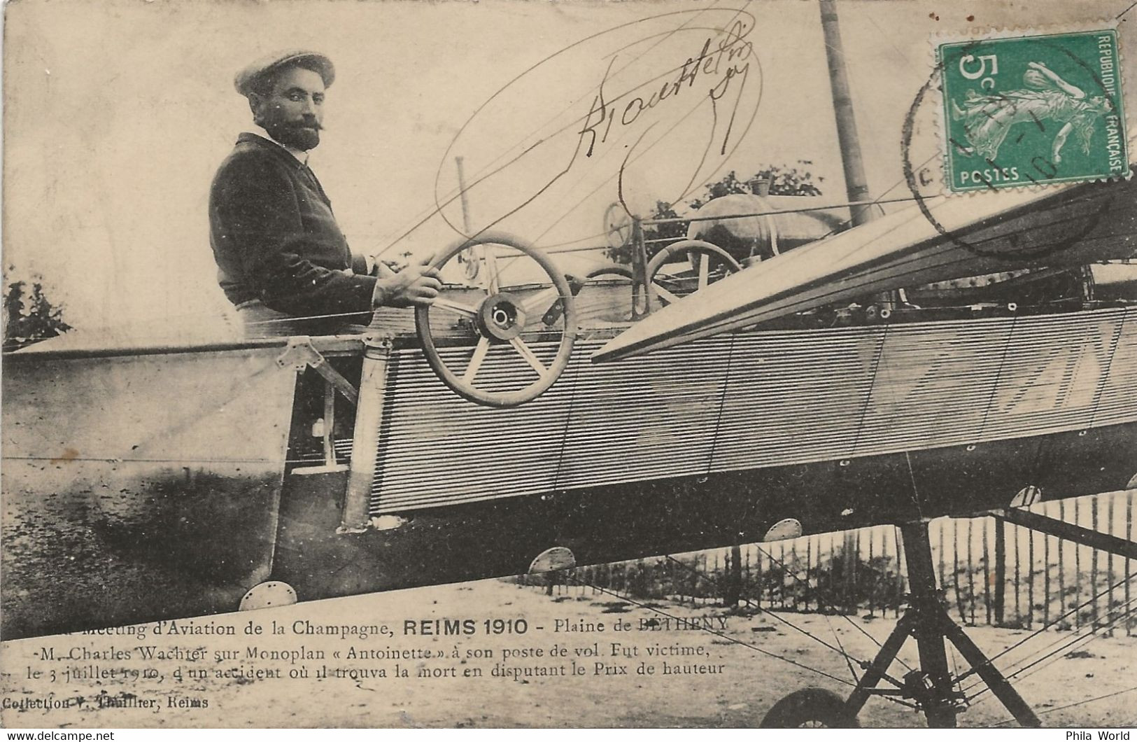 MEETING REIMS Grande Semaine AVIATION CHAMPAGNE 1910 CPA BETHENY WACHTER ANTOINETTE - Briefe U. Dokumente