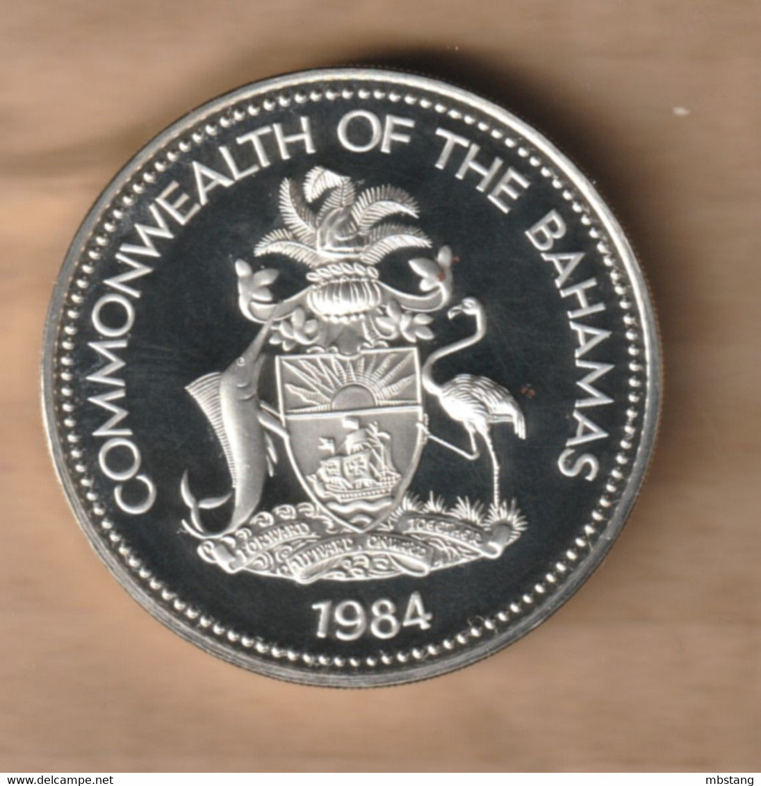 BAHAMAS 5 Dollars - (Historical Map ) 1984 Silver (.500) • 42.12 G • ⌀ 35.5 Mm KM# 106  MINTAGE : 1.036 COINS - Bahamas