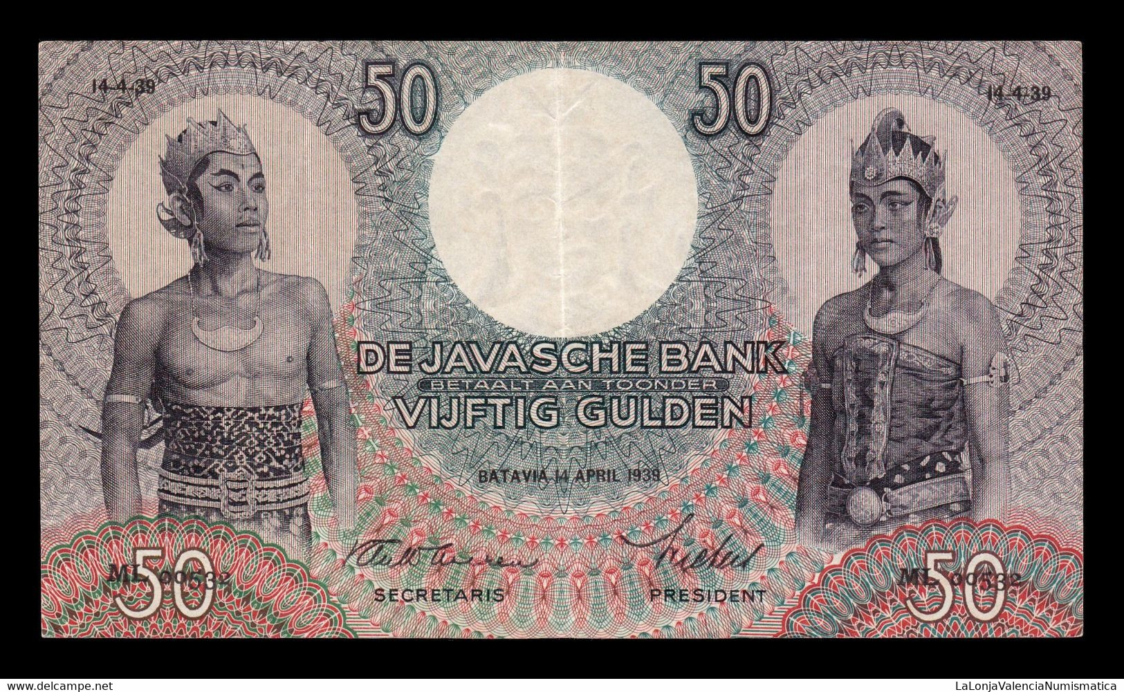 Indias Holandesas Netherlands Indies 50 Gulden 1939 Pick 81 MBC/+ VF/+ - Indie Olandesi