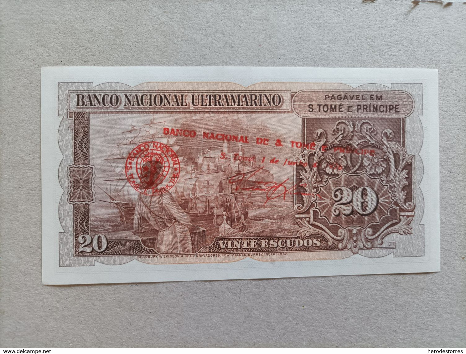 Billete De Santo Tome Y Principe De 20 Escudos, Año 1958, UNC - San Tomé Y Príncipe