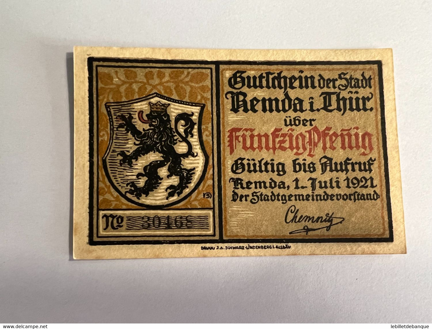 Allemagne Notgel Remba 50 Pfennig - Sammlungen