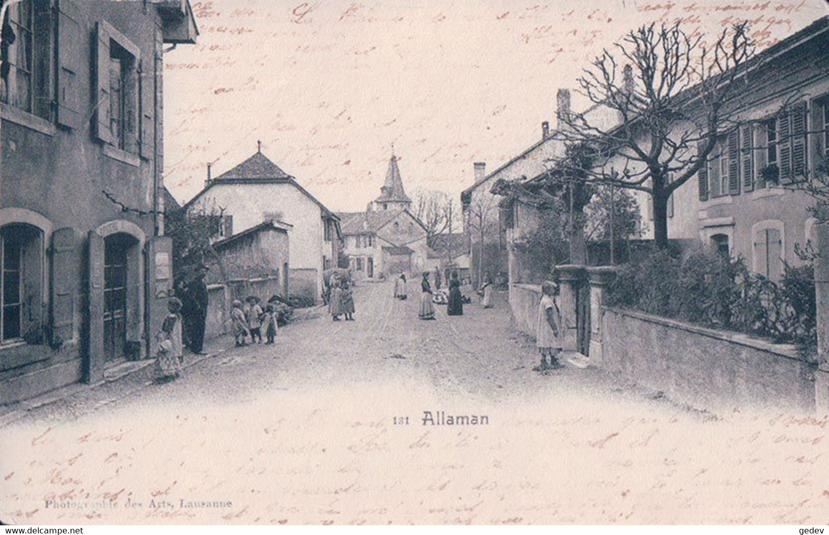 Allaman VD, Une Rue Animée (26.8.1903) Angles Arrondis - Allaman