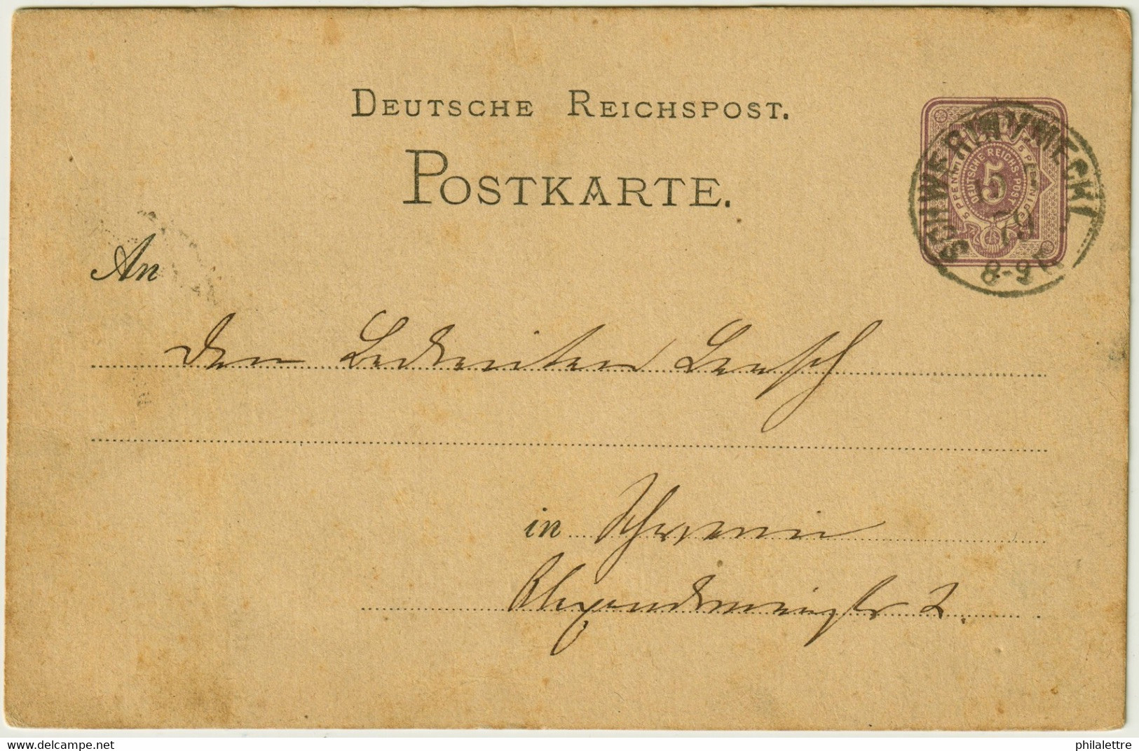 ALLEMAGNE / DEUTSCHLAND - 1879 Einkreisstempel "SCHWERIN I/MECKL." Auf 5p GS Postkarte - Lettres & Documents