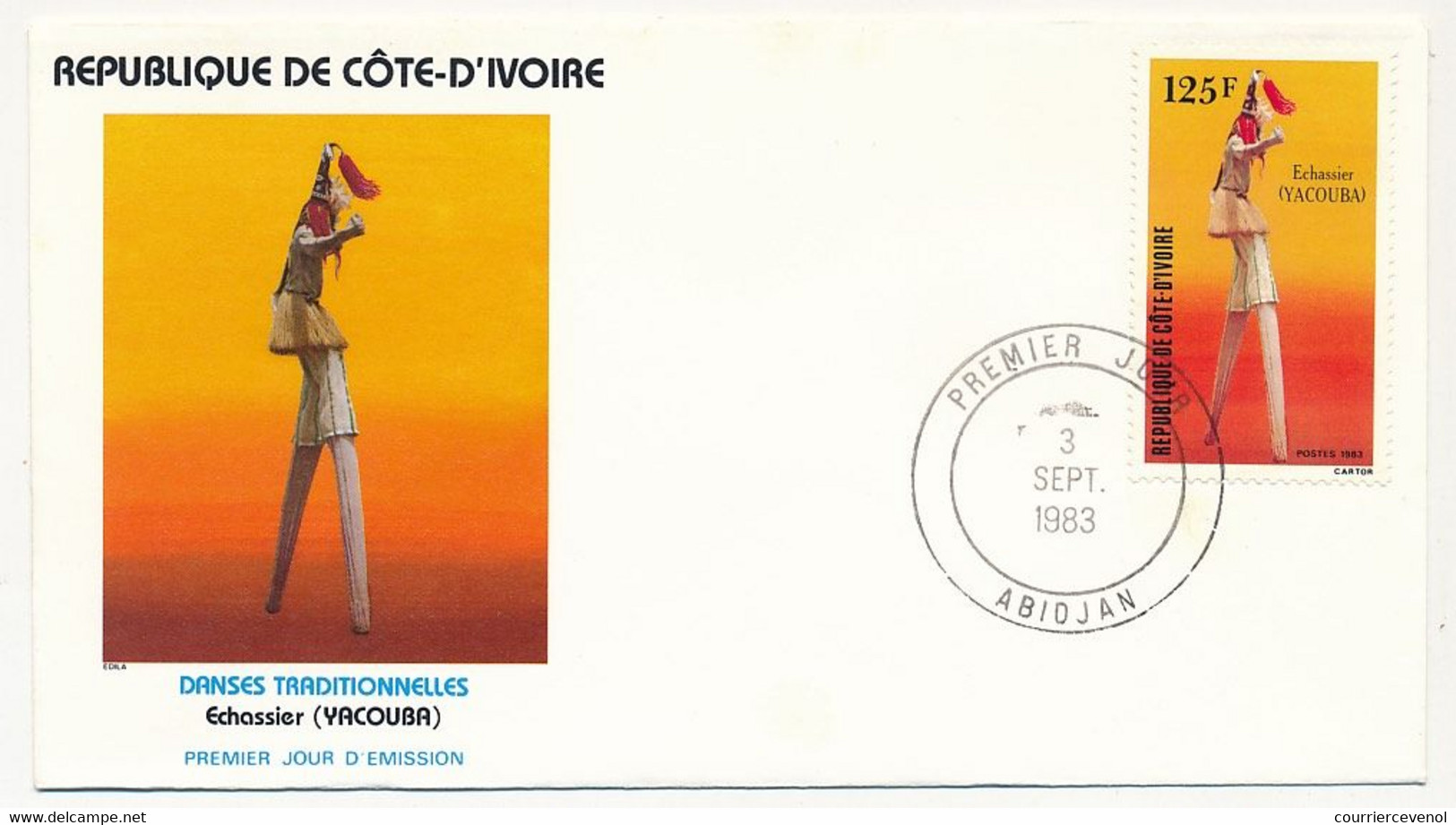 CÔTE D'IVOIRE - 3 Env FDC - 3 Val  "Danses Traditionnelles" - 3 Sept 1983 - Abidjan - Ivory Coast (1960-...)