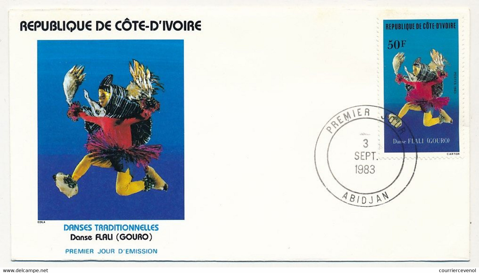 CÔTE D'IVOIRE - 3 Env FDC - 3 Val  "Danses Traditionnelles" - 3 Sept 1983 - Abidjan - Côte D'Ivoire (1960-...)