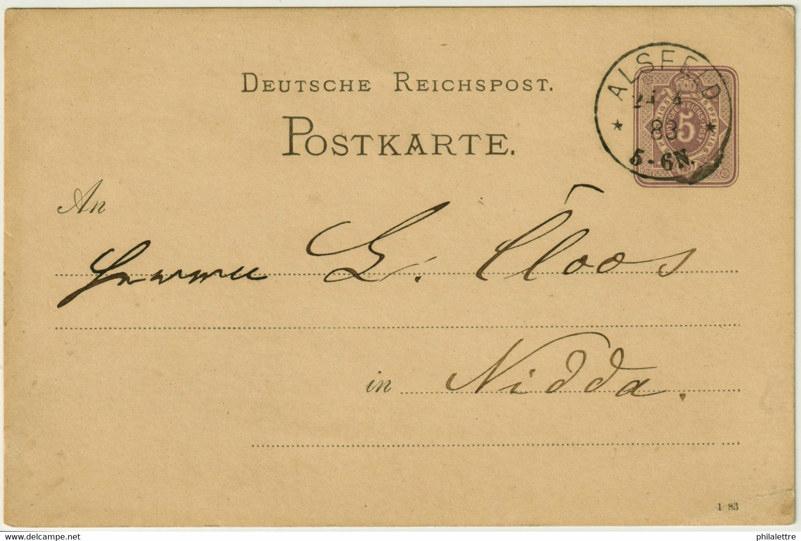 ALLEMAGNE / DEUTSCHLAND - 1883 Einkreisstempel "ALSFELD" Auf 5p GS Postkarte - Lettres & Documents