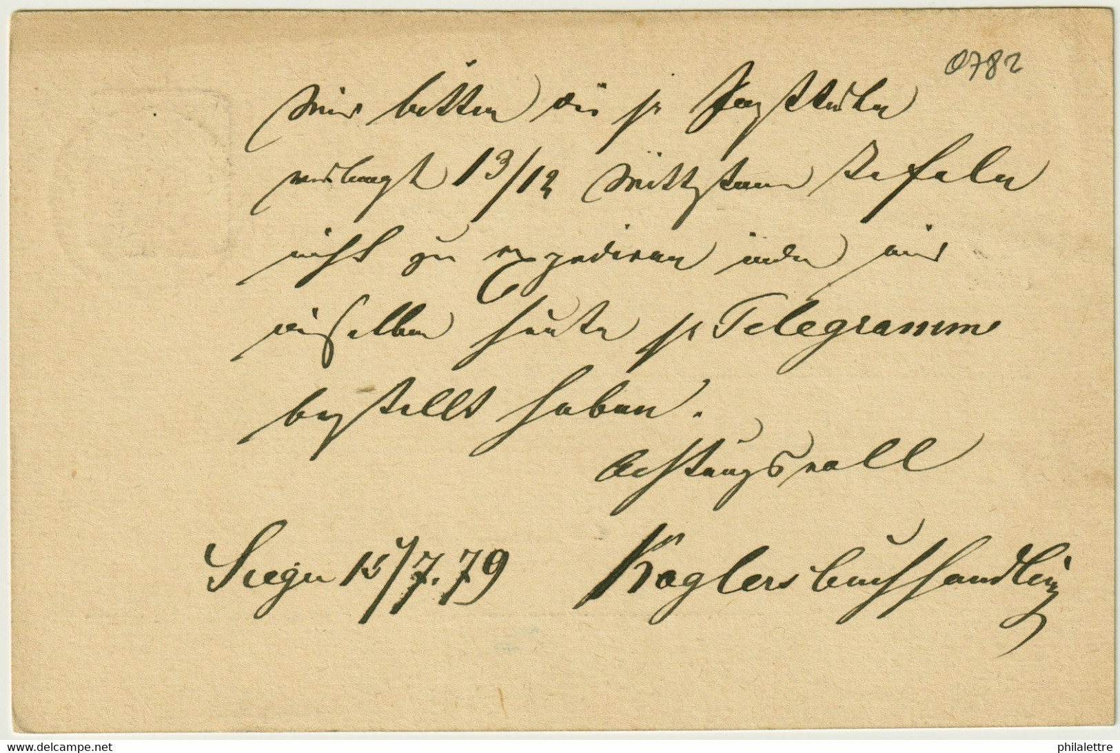 ALLEMAGNE / DEUTSCHLAND - 1879 Einkreisstempel "SIEGEN" Auf 5p GS Postkarte - Lettres & Documents