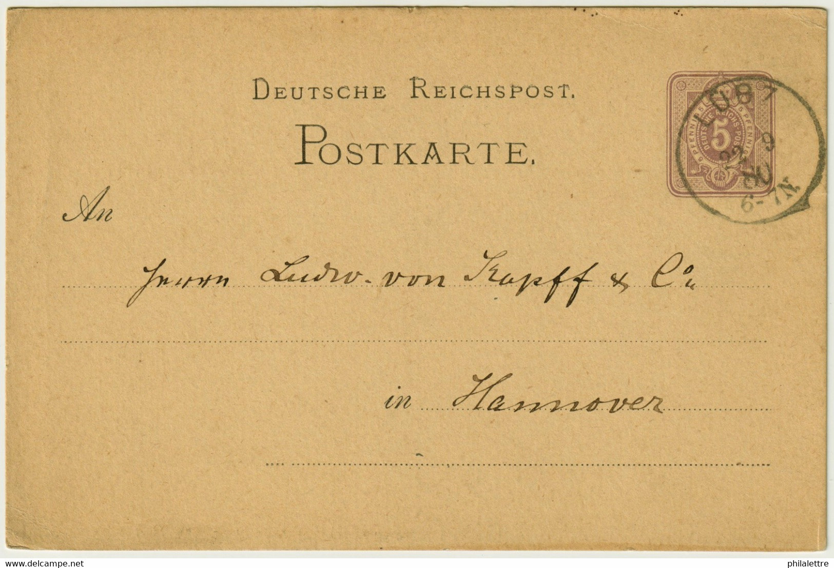 ALLEMAGNE / DEUTSCHLAND - 1880 Einkreisstempel "LÜBZ" Auf 5p GS Postkarte - Covers & Documents