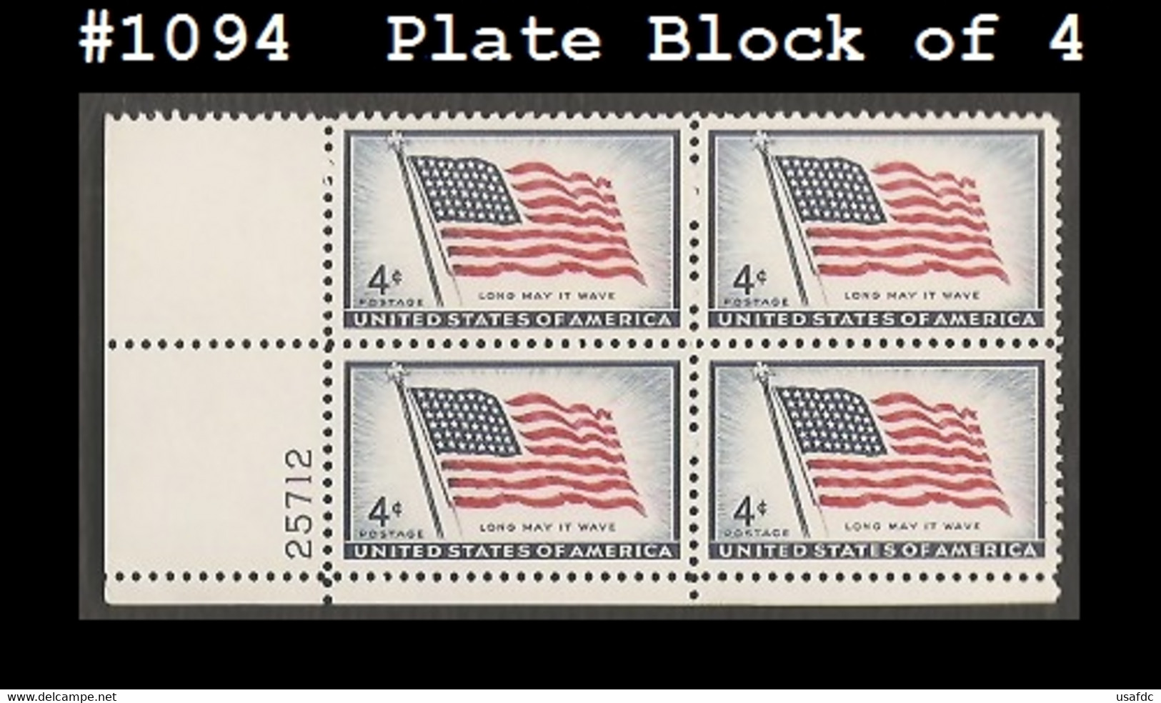 US #1094 MNH PB4 Old Glory 48 Stars - Blokken & Velletjes