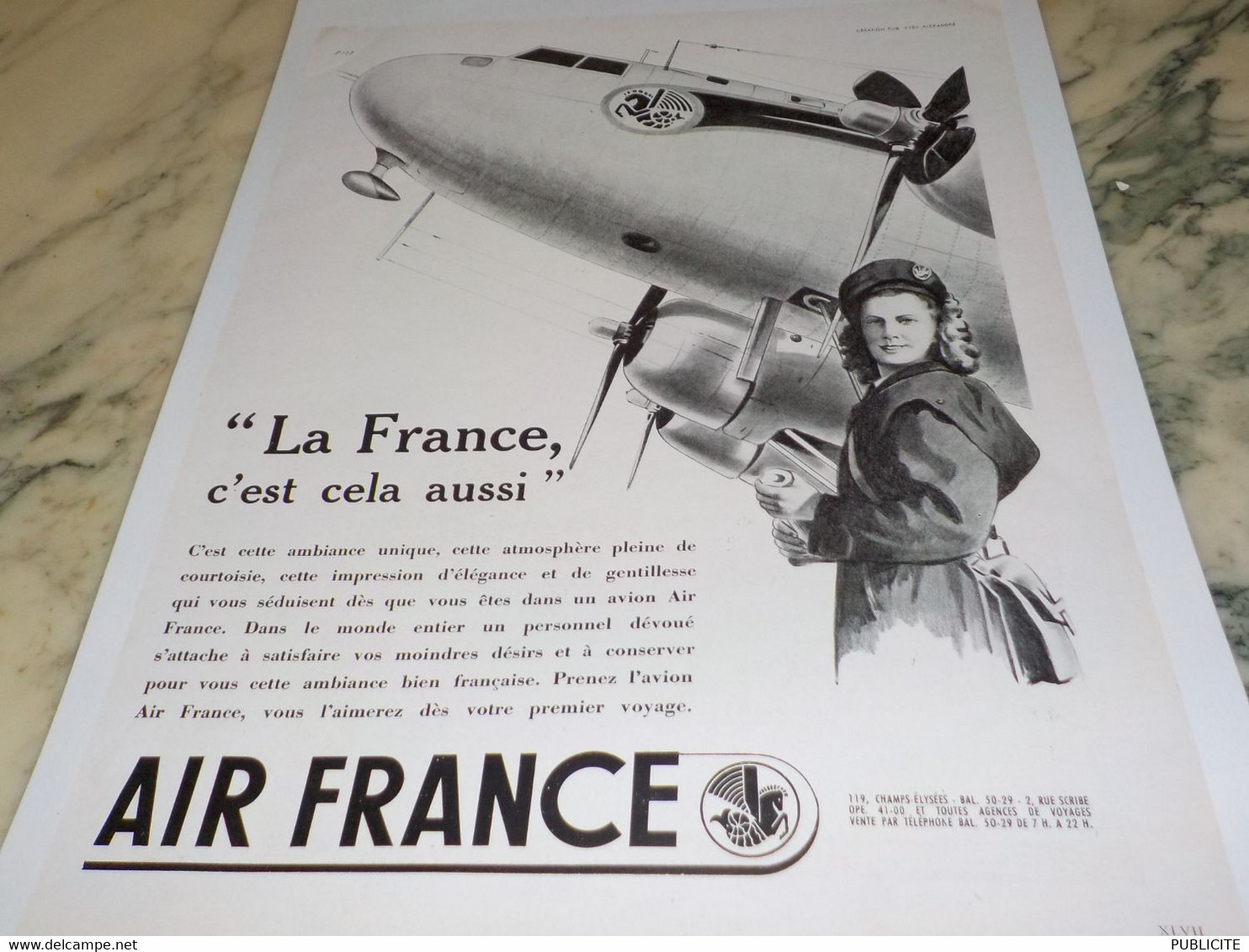 ANCIENNE PUBLICITE  LA FRANCE C EST CELA AUSSI  AIR FRANCE 1949 - Advertisements