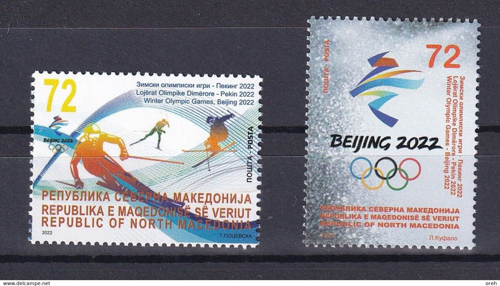 MACEDONIA NORTH 2022,OLYMPIC GAMES WINTER,CHINA ,BEIJING,SKI,SPORT,2v,MNH - Invierno 2022 : Pekín