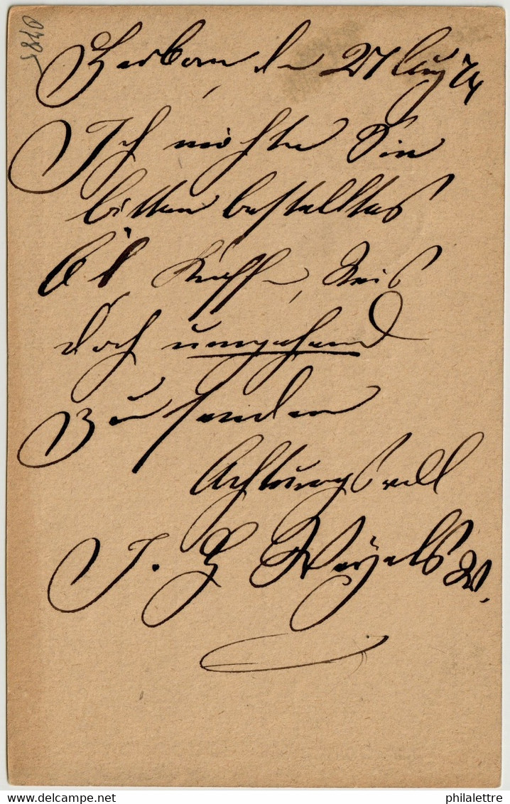 ALLEMAGNE / DEUTSCHLAND - 1874 Einkreisstempel "HERBORN" Auf 1/2 Gr. GS Postkarte - Brieven En Documenten