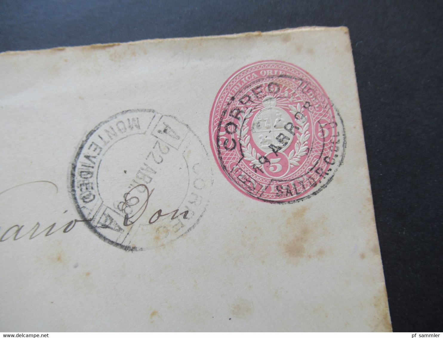 Uruguay 1898 Ganzsachen Umschlag Stempel Montevideo Nach Santa Lucia - Uruguay