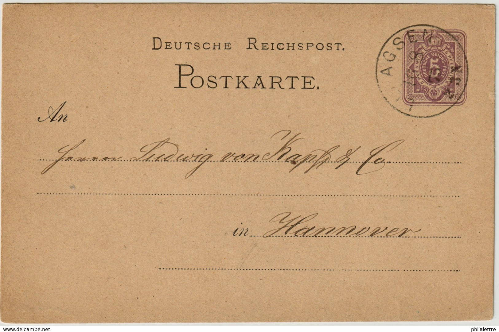 ALLEMAGNE / DEUTSCHLAND - 1875 Einkreisstempel "ELDAGSEN" Auf 5p GS Postkarte - Cartas & Documentos