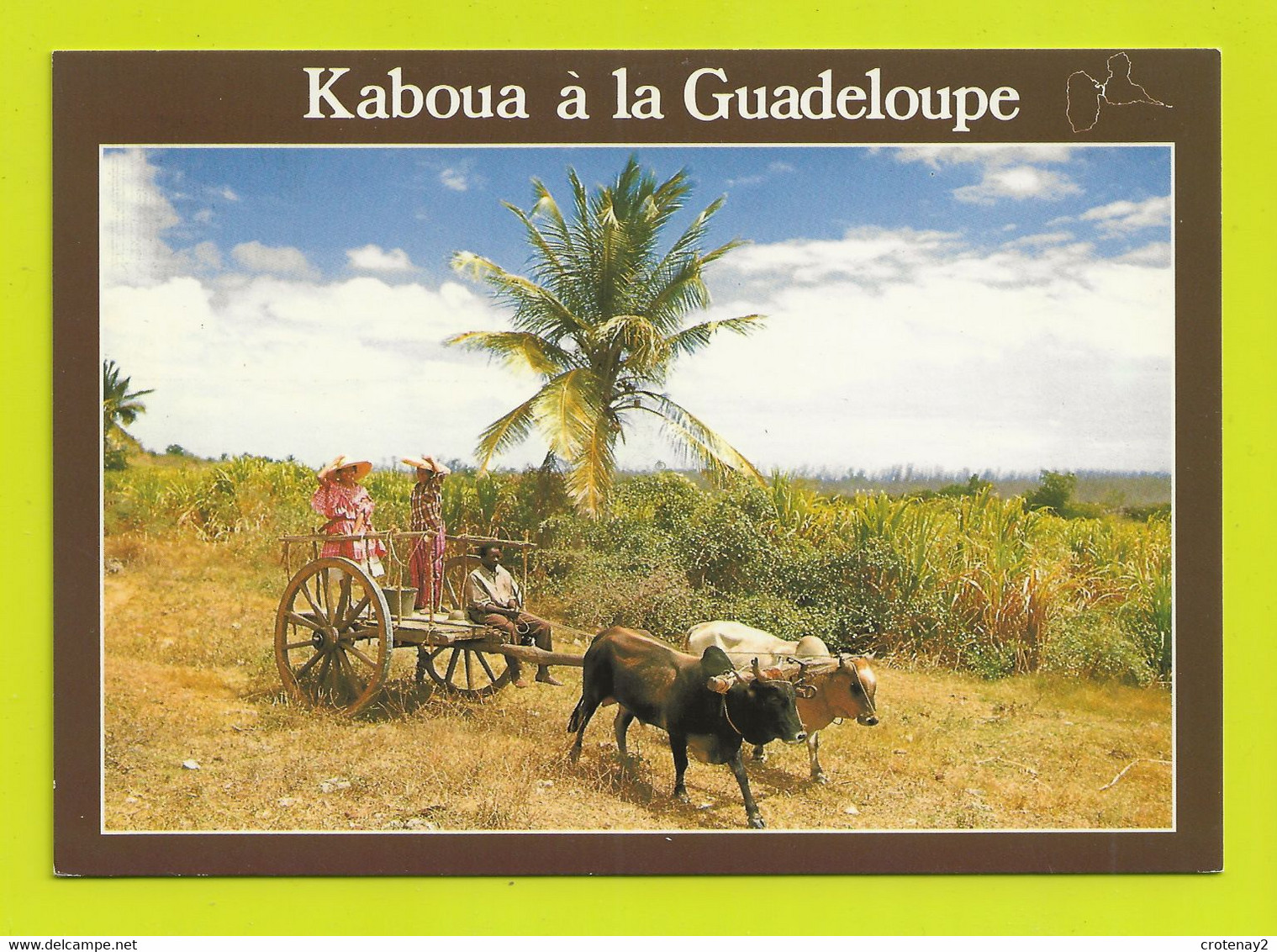 Guadeloupe KABOUA Charrette De Guadeloupe N°235 Bel Attelage De Vaches VOIR DOS - Attelages