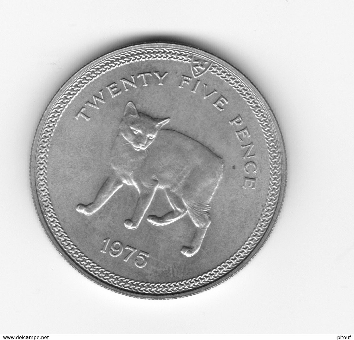 25  Pence 1975  Ile De Man  Chat De Man   UNC - Isle Of Man