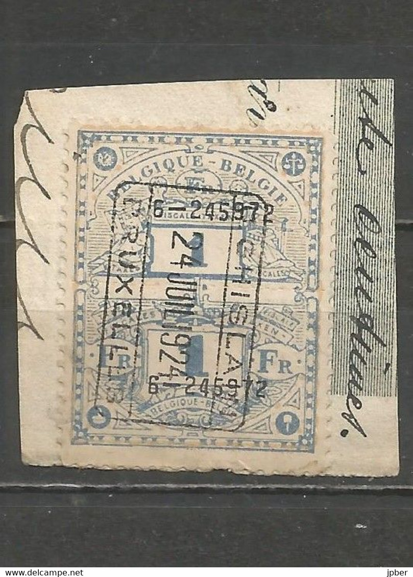 Belgique - Timbre Fiscal De 1Fr - Cachet "C.GHISLAIN 24 JUIN 1924 BRUXELLES" - Marken