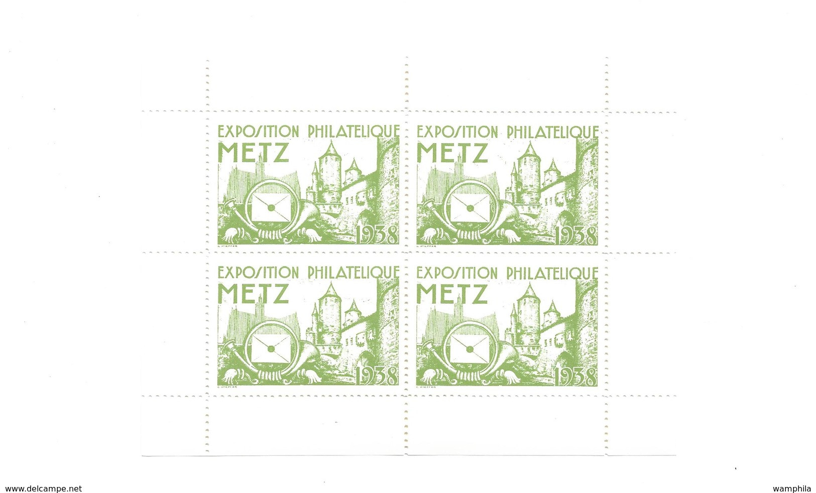 Exposition Philatelique De Metz 1938 Bloc De Quatre Vignettes**verte - Philatelic Fairs